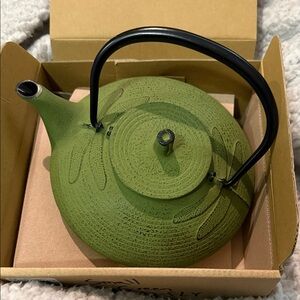 Teavana Olive Cast Iron Teapot with Black Handle